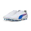 Fußballschuh PUMA "KING PRO FG/AG", Gr. 44,5, weiß (puma weiß, blaumazing, flat light gray), Synthetik, sportlich, Schuhe