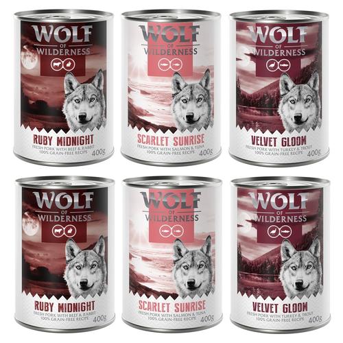 Lot mixte Wolf of Wilderness Adult pour chien - 6 x 400 g ""Red Meat