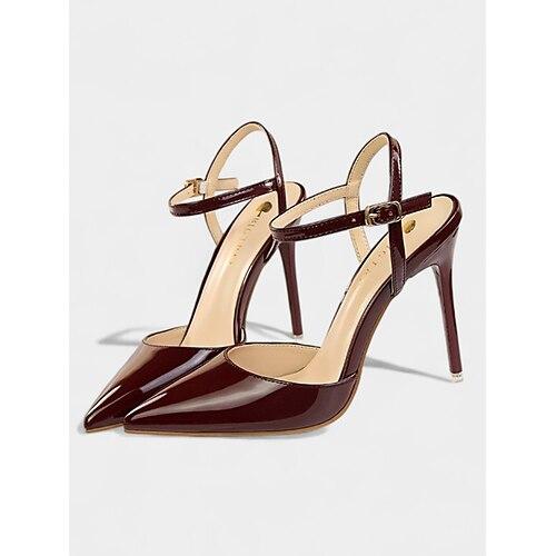 Schicke High Heels aus Lackleder in Nude mit verstellbarem Fesselriemchen für Damen, ideal für Abendveranstaltungen und professionelle Anlässe Image