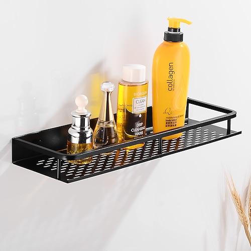 Badezimmerregal neues Design modernes Aluminiummaterial Badezimmerablageregal an der Wand befestigt schwarz 1pc