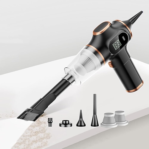 Autostaubsauger, Hochleistungs-Mini-Reiniger für die Autopflege, Leistungsanzeige, Autostaubsauger mit hoher Saugkraft für Fahrzeuge, Zuhause, Auto, Teppiche, Treppen, Tierhaare, Tiefenreinigung Image