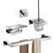 Multifunktions-Badezimmer-Accessoire-Set aus Edelstahl mit verchromtem Kleiderhaken und poliertem Toilettenbürstenhalter/Toilettenpapierhalter mit silberner Turmhalterung, 4-tlg
