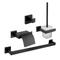 Badezimmer-Accessoire-Set aus Edelstahl mit lackierten Oberflächen Toilettenpapierhalter/Turmregal/Toilettenbürstenhalter/Kleiderhaken 4 Stück zur Wandmontage, mattschwarz