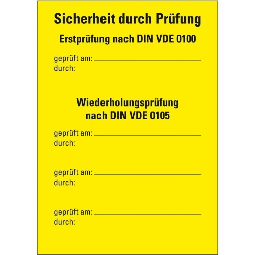König Werbeanlagen Dreifke® Prüfnachweis Typ B, Erstprüfung nach VDE 0100/0105, Folie, ablösbar, 105x148mm Image