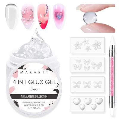 Makartt Solid Gel Builder Kit for 3D Scupting DIY-15ML 4 in 1 Nail Extension Gel, Silicone Molds,