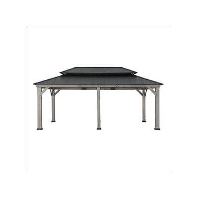 Sunjoy Group 12 x 20 Cedar Framed Gazebo with 2-Tier Aluminum Hardtop Roof