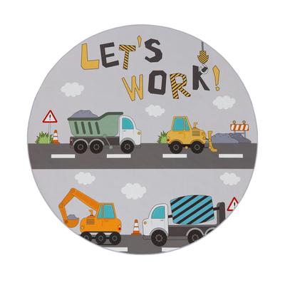 Kids Rug for Nursery Construction Road Play Mat with Cranes and Trucks