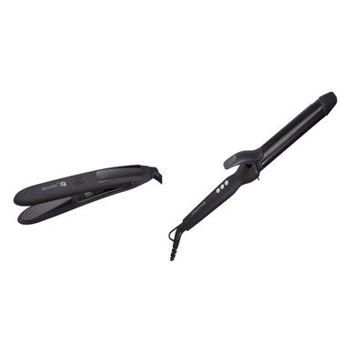 Bio Ionic 10X Pro Vibrating Plate Styling Flat Iron 1 Inch and Long Barrel Styler Curling Hair Iron 1.25 Inch Set
