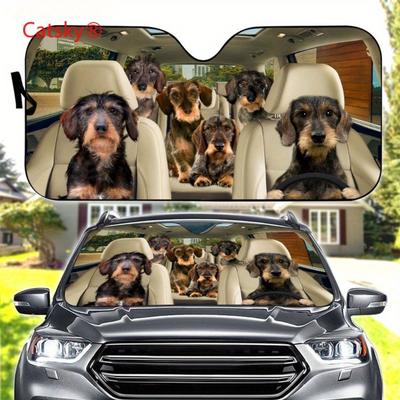 TEMU Wirehaired Dachshund Car Sunshade, Dog Car Decoration, Dog Windshield, Dog Lovers Gift, Dog Car Sunshade, Gift For Mom Image