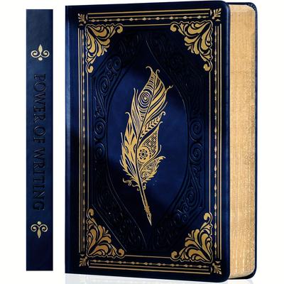 TEMU Vintage Leather Journal For Women, 320 Pages Thick Paper, A5 Hardcover Notebook For Writing, Plain Ruled Executive Diary With Retro Stamping Pattern
