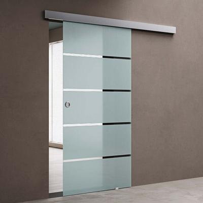 Design Glasschiebetür 77,5 x 205 cm 15mm Wandabstand Schiebetür mit ESG-Sicherheitsglas Zimmertür Image