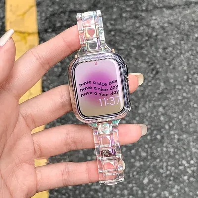 Rainbow Laser Transparent Band For Apple Watch 10 42 46 mm 9 8 7 41 45 38 40 42 44 49mm Women Bracelet For iWatch SE 6 5 4 Strap