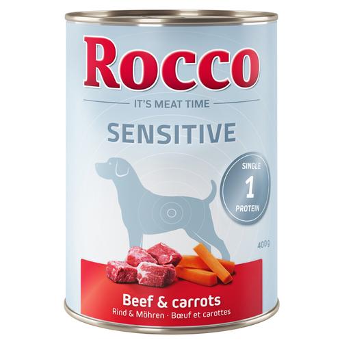 24x400g Sensitive mit Rind mit Möhren Rocco Hundefutter nass