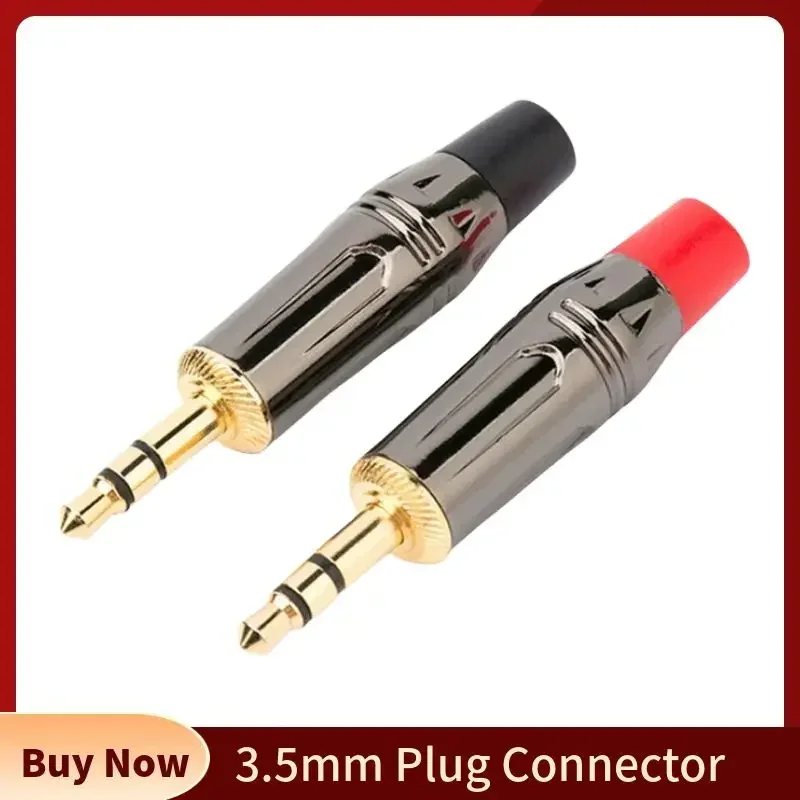 3,5-mm-Audiostecker-Anschlüsse, 3-polig, Stereo-Stecker, vergoldet, zum Löten, ersetzt 3,5-mm-AUX-Anschluss mit Endbuchsen Image