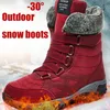 Leder Frauen Stiefel Winter mit Fell Super Warme Schnee Stiefel Männer Winter Arbeit Casual Schuhe Turnschuhe High Top Gummi Ankle Boot
