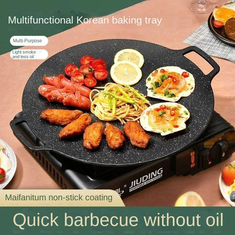 Grillpfanne im koreanischen Stil, rund, antihaftbeschichtet, für Outdoor-Reisen, Camping, Bratpfanne, Grillzubehör