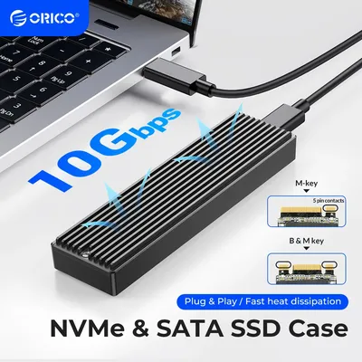 ORICO M2 SSD Case NVMe USB Type C Gen2 10Gbps PCIe SSD Case M2 SATA NGFF 5Gbps M.2 NVME Enclosure