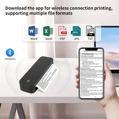 Inkless Portable A4 Thermal Printer Bluetooth PDF Excel Word Document Printing Machine Paper Roll