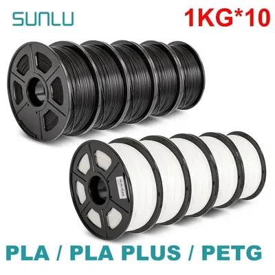 SUNLU 10KG 3D PLA/PETG/PLA PLUS/Clear Filament 1.75mm 10Roll 1KG 3D Printer Neatly Wound 3D Filament