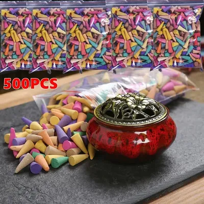 500-60Pcs Incense Cones Colorful Fragrance Incense Cones Anxiety Relief Natural Scents Cones for
