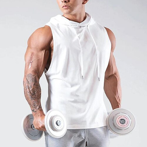 Herren Einfarbig Workout-Tanktop Lauf-Tanktop Fitness-Tanktop Ärmellos Weste / Gilet Lässig Athleisure Sommer Baumwolle Schnelltrocknend Weich Atmungsaktiv Fitnesstraining Gehen Joggen Sportbekleidung Image