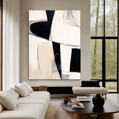Handmade 3D Black Oil Painting on Canvas Large hand painted Abstract Textured Palette Knife Boho oil painting Wall Art Custom Contemporary Minimalist artwork for Living Room bedroom home Decor