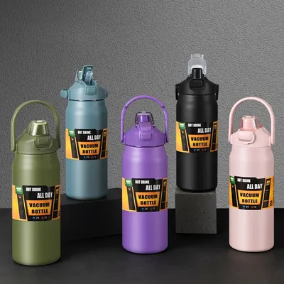 Leak-free Vacuum Cup Double-layer Portable Stainless Steel Thermal Straw Insulated Sport Water Bottle for Travel Sports Outdoor