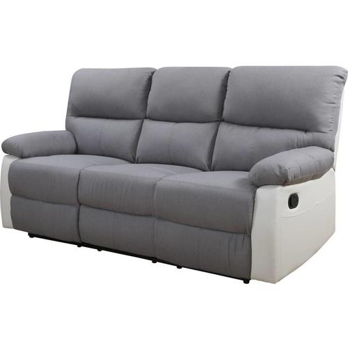 Relaxsofa 'Lincoln' - 197 x 89 x 103 cm - 3 Sitzer - Weiß/ Hellgrau