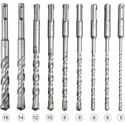 9-teiliges SDS-Plus-Bohrerset für elektrischen Bohrhammer zum Bohren von Stein, Beton, Image