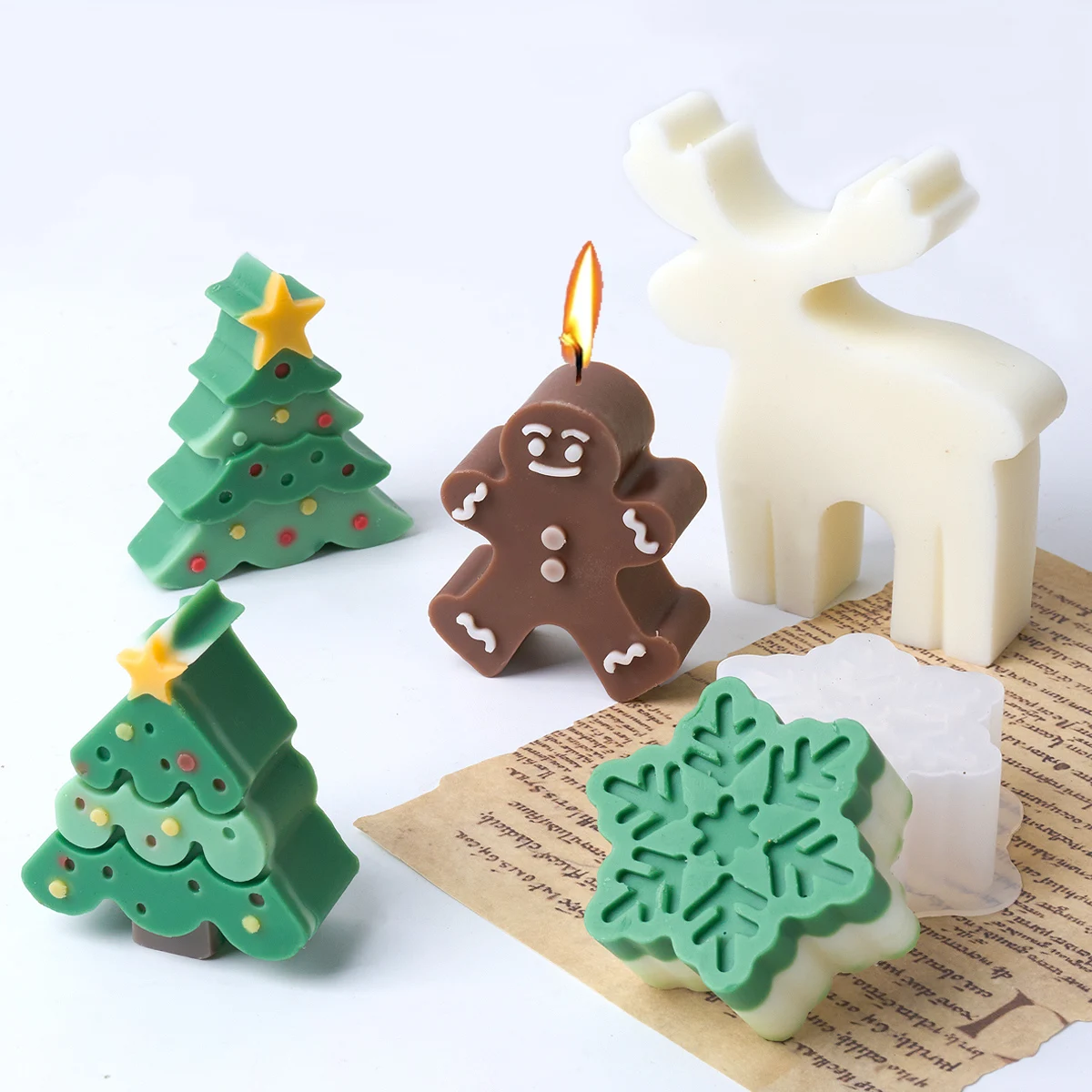 Moule à bougie en Silicone flocon de neige pour arbre de noël, bricolage, ornements de noël, fabrication de savon, plâtre, résine, moulage, décoration de maison, cadeaux artisanaux