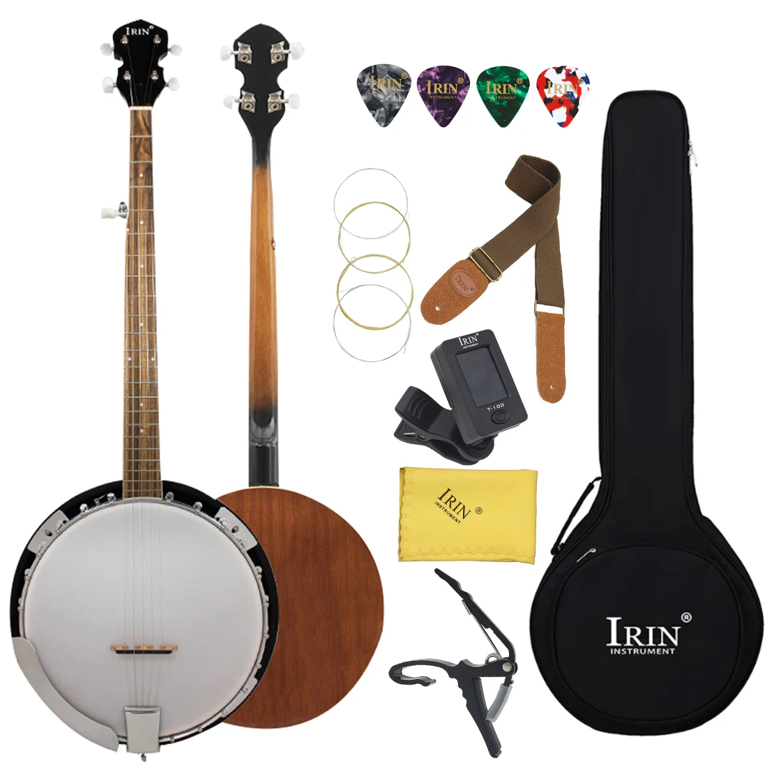 Irin 5 Saiten Banjo 22 Bünde Sapele 5 Saiten Gitarre Anfänger Musik instrument Geschenk mit Tasche Tuner Riemen Capo Pick Teile Image