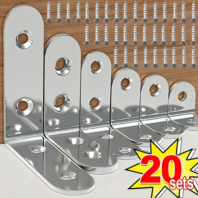 L-förmige Eckwinkel, Edelstahl-Halterungsverschluss, 90-Grad-rechtwinklige Verbinder für Holzmöbel, Bettrahmen, Schrank Image