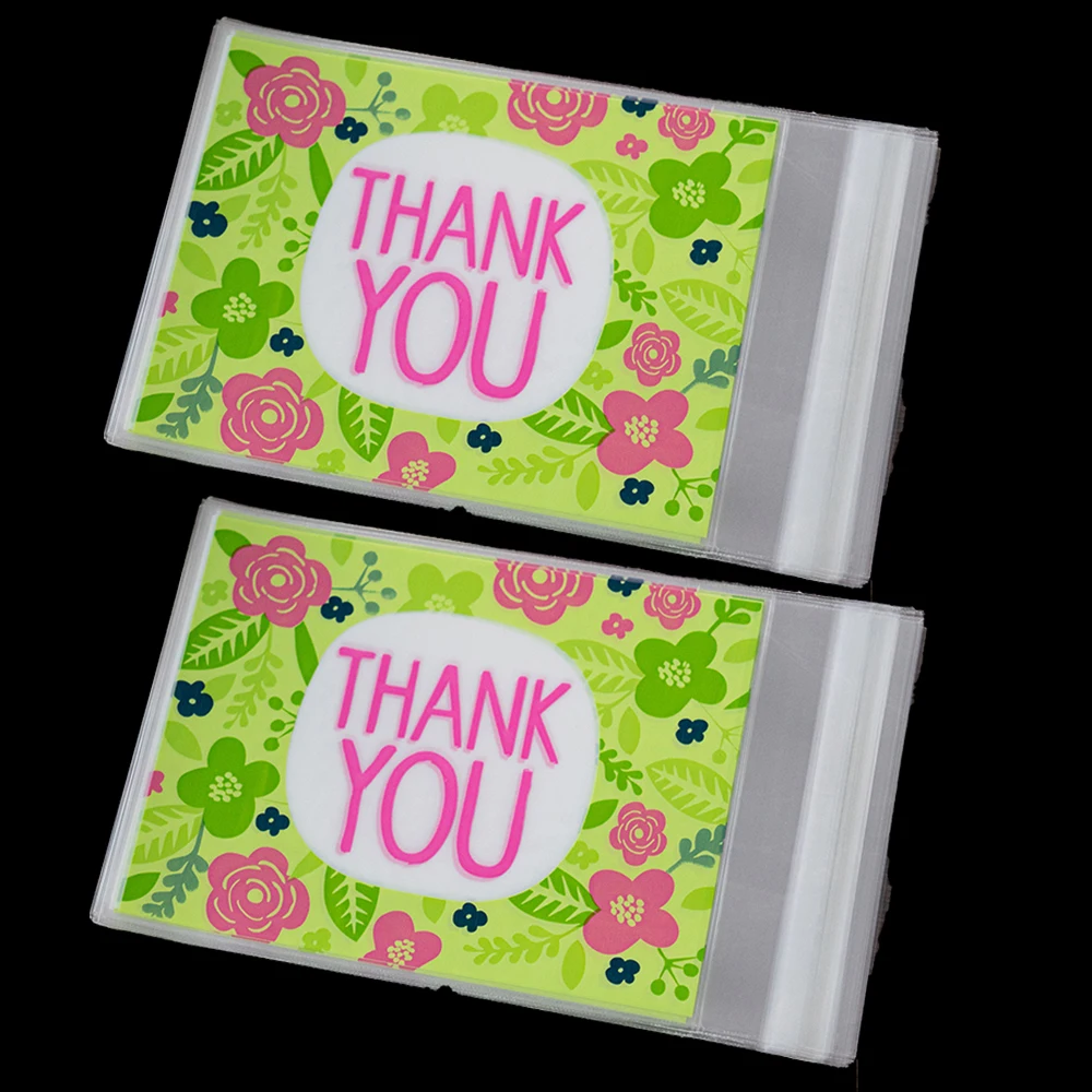 100pcs 10x13cm Plastiktüte danke Keks selbst klebende Süßigkeiten für Hochzeit Geburtstags feier Geschenk Keks Backs chmuck Verpackung Image