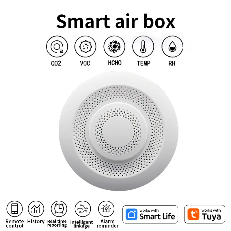 Smart Tuya Zigbee WIFI Airbox CO2 Formaldehyd VOC Detektor Temperatur Feuchtigkeit Sensor App Steuerung Smart Home Szene Verknüpfung Image
