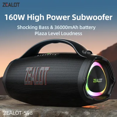 ZEALOT-S98 160W Big Power Wireless TWS Subwoofer Bluetooth Speaker High Volume Waterproof Portable Mobile Power HIFI Sound Quali