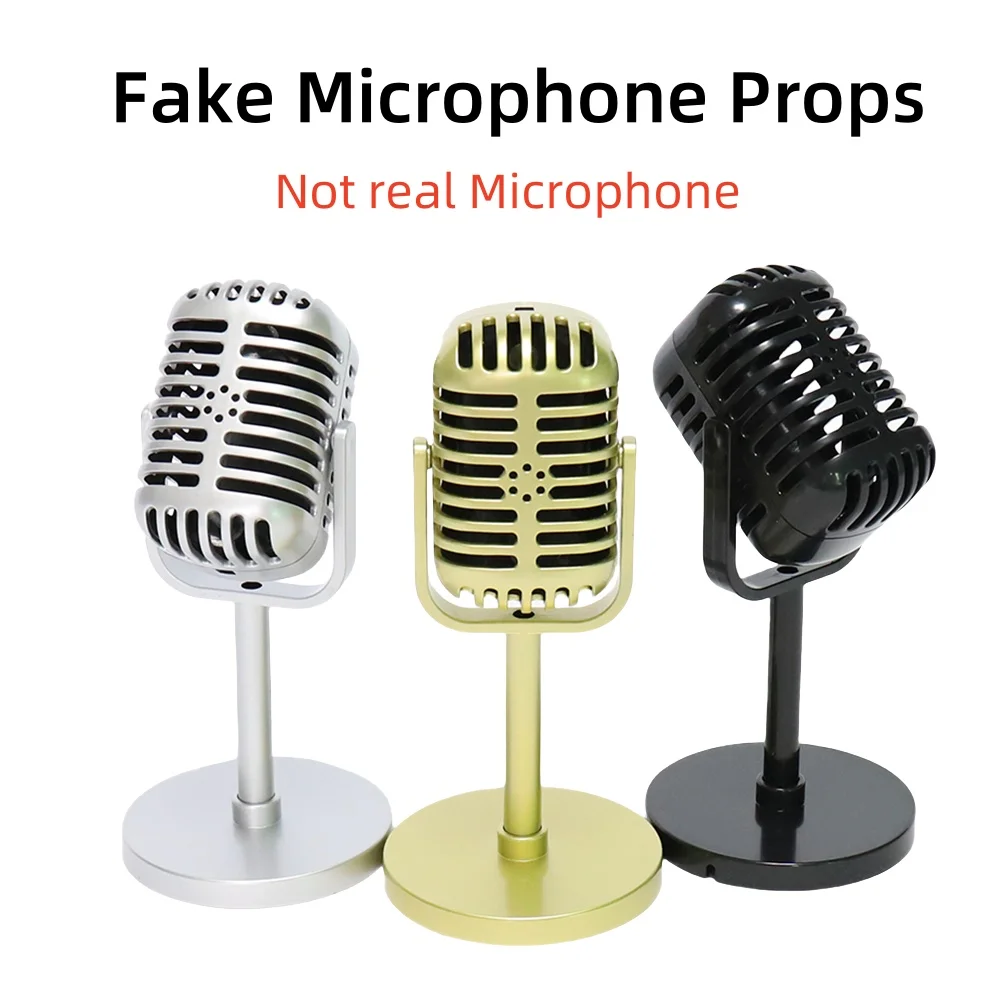 Retro Microphone Prop Classic Plastic Microphone Party Favors Live Performance Home Decoration Ornaments