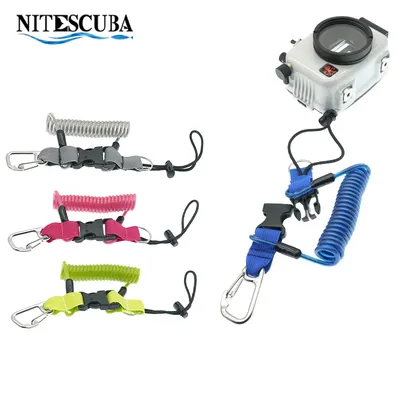 Scuba Diving 316 Anti-lost Spiral Spring Coil Camera Lanyard Safety Emergency Tool Rope Quick