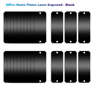 30Pcs Name Plates Laser Engraved,Stamping Blanks Tags For DIY Making -Notched Corner (Black/Gold)