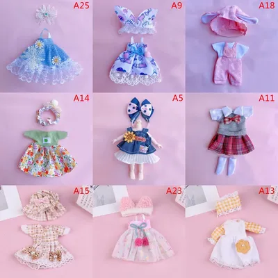 Doll Clothes Set For 16-17cm Ob11 Doll Fashion Suit 1/8 Bjd Doll Dressup Skirt 6 Inch Doll Clothes