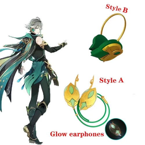Genshin Impact Alhaitham Cosplay Earphones Halloween Costume Props Glow Earphones Accessories