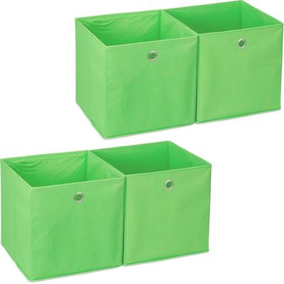Relaxdays - 4 x Aufbewahrungsbox Stoff, quadratisch, Aufbewahrung für Regal, Stoffbox in Image