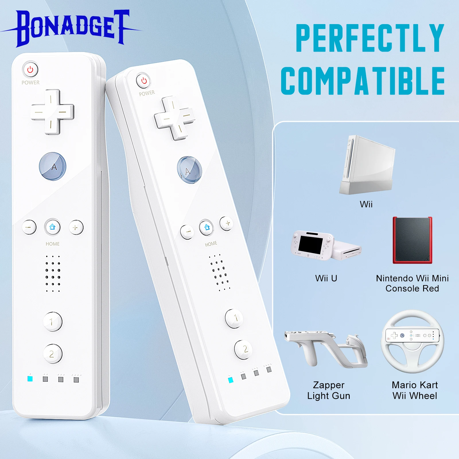 2-in-1-Controller für Nintendo Wii Consloe Optional Motion Plus Wireless Remote Gamepad Joystick mit Silikonhülle Spielzubehör Image