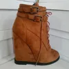 Zhima Frauen Stiefeletten Keile Seite Reiß verschluss Super High Heels runde Zehen hand gefertigte kurze Stiefel Damenschuhe Frau Größe 41 43 45 52