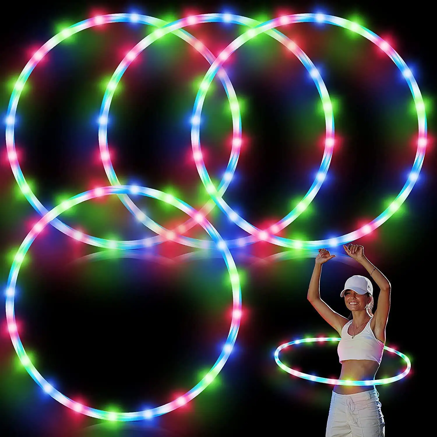 LED Bunte Fitness Kreis Sport Hoop Lose Gewicht Hause Innen Abnehmbare Multi-Farbe Sport Hoop Gym Fitness Ausrüstungen