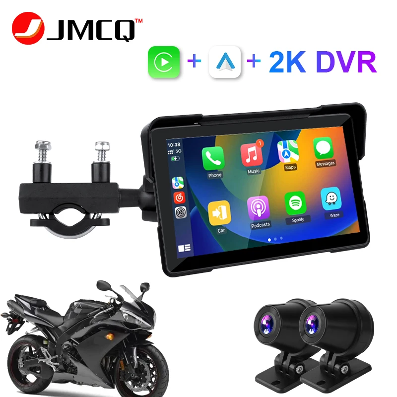 Jmcq gps navigation motorrad ipx7 wasserdicht apfel carplay display bildschirm tragbares motorrad drahtlos android auto monitor Image