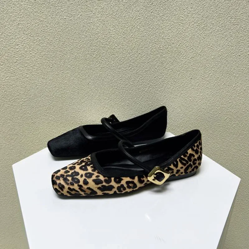 2024 frauen Flache Schuhe Runde Kappe Leopard Print Casual Schuhe Frau Atmungsaktive Slip-on Outdoor Weiche Mary Jane schuhe 2024 Neue