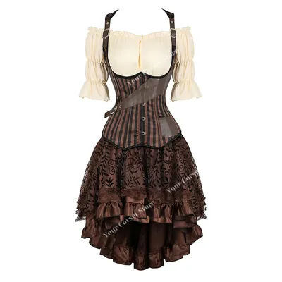 Steampunk Piraten Kostüme für Frauen Pirate Korsett Kleid Renaissance Kostüm Korsett Top Plus Größe Image