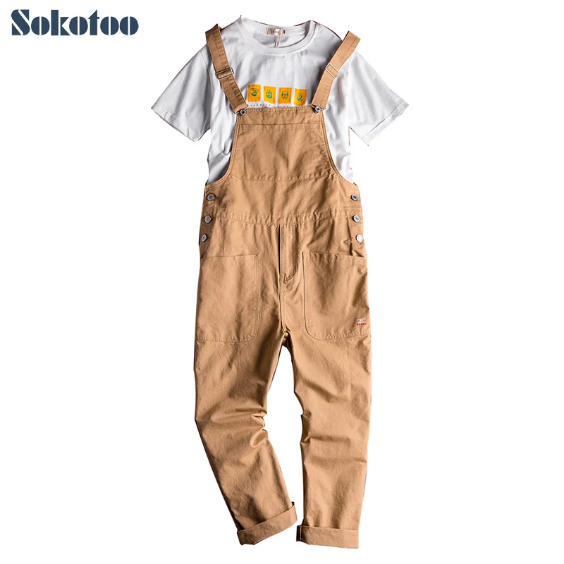 Männer lose große taschen cargo bib overalls Casual overalls Hosenträger overalls Khaki Armee grüne hose Image
