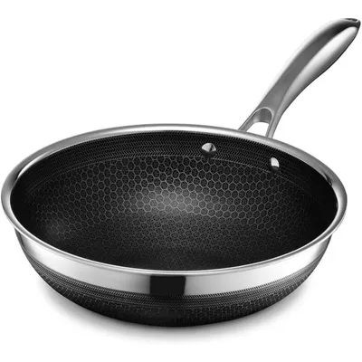 HexClad Hybrid Nonstick Wok, 10-Inch, Stay-Cool Handle, Dishwasher Safe, Induction Ready, Compatible