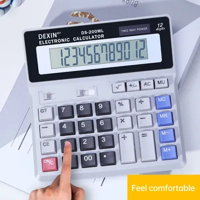 Desk Calculator 12 Digit LCD Display Solar Battery Powered Big Button Giant Accounting Calculator